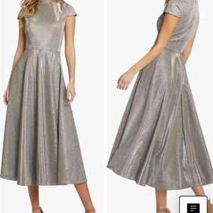 Ieena for Mac Duggal silver shimmer Aline dress